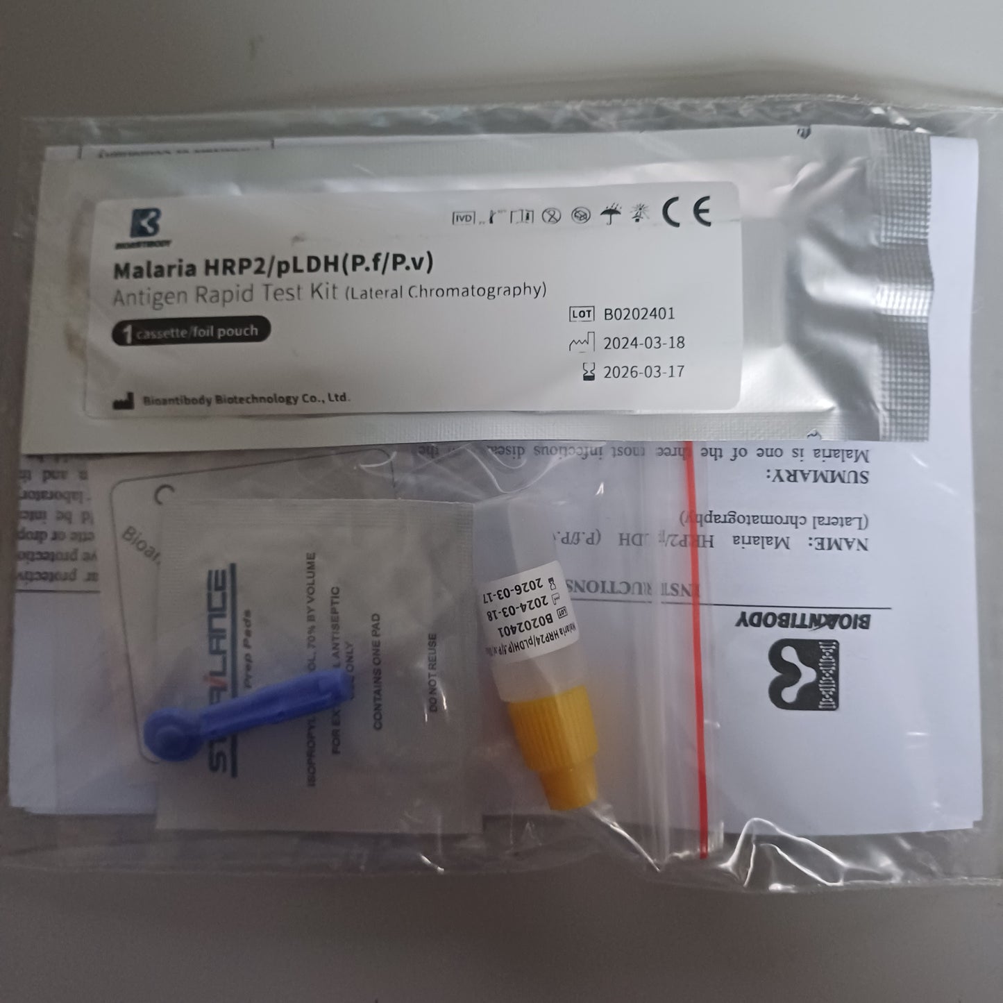 Malaria HRP2/pLDH(P.f/P.v) Test Kit