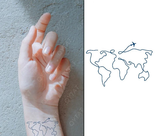 Map of the World Tattoo semi permanent SP